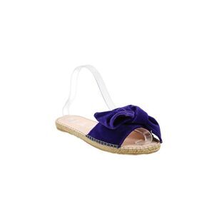 Manebi Womens Velvet Twist Bow Espadrille Slide On Sandals Purple Size 37 7